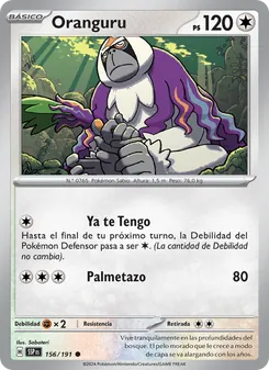 Carta Oranguru de la expansión Chispas Fulgurantes, número 156/191