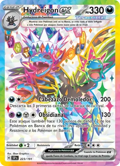 Carta Hydreigon ex de la expansión Chispas Fulgurantes, número 223/191