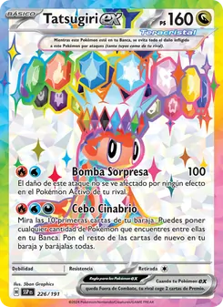 Carta Tatsugiri ex de la expansión Chispas Fulgurantes, número 226/191