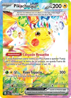 Carta Pikachu ex de la expansión Chispas Fulgurantes, número 238/191