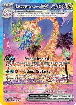 Carta Exeggutor de Alola ex de la expansión Chispas Fulgurantes, número 242/191
