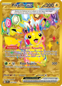 Carta Pikachu ex de la expansión Chispas Fulgurantes, número 247/191