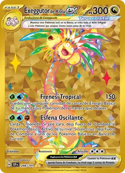 Carta Exeggutor de Alola ex de la expansión Chispas Fulgurantes, número 248/191