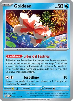 Carta Goldeen de la expansión Evoluciones Prismáticas, número 020/131