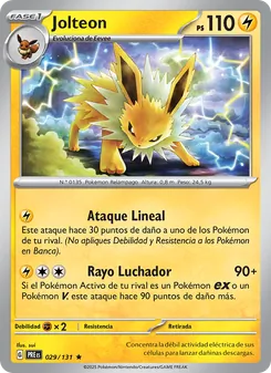Carta Jolteon de la expansión Evoluciones Prismáticas, número 029/131
