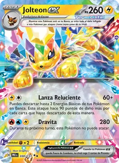 Carta Jolteon ex de la expansión Evoluciones Prismáticas, número 030/131