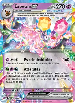 Carta Espeon ex de la expansión Evoluciones Prismáticas, número 034/131