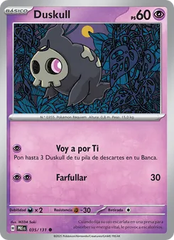 Carta Duskull de la expansión Evoluciones Prismáticas, número 035/131