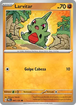 Carta Larvitar de la expansión Evoluciones Prismáticas, número 047/131