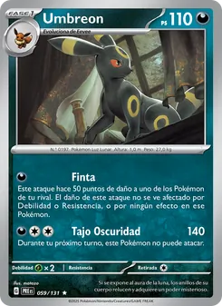Carta Umbreon de la expansión Evoluciones Prismáticas, número 059/131