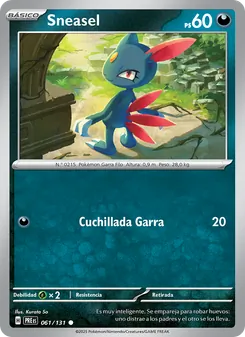 Carta Sneasel de la expansión Evoluciones Prismáticas, número 061/131