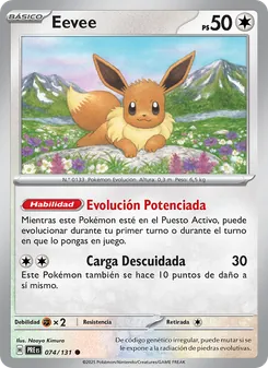 Carta Eevee de la expansión Evoluciones Prismáticas, número 074/131