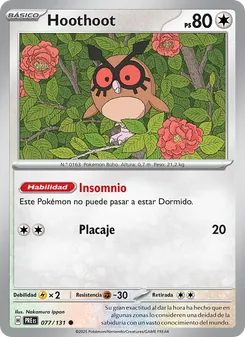 Carta Hoothoot de la expansión Evoluciones Prismáticas, número 077/131