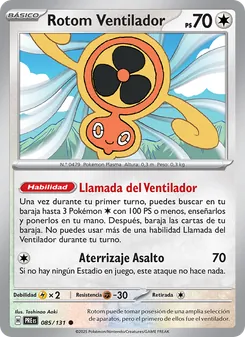 Carta Rotom Ventilador de la expansión Evoluciones Prismáticas, número 085/131