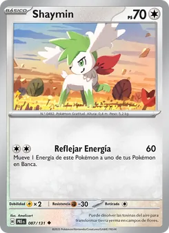 Carta Shaymin de la expansión Evoluciones Prismáticas, número 087/131