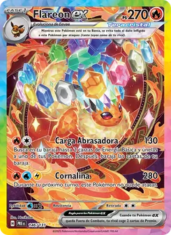 Carta Flareon ex de la expansión Evoluciones Prismáticas, número 146/131