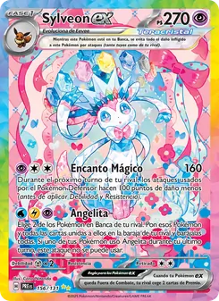 Carta Sylveon ex de la expansión Evoluciones Prismáticas, número 156/131