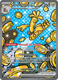 Carta Gholdengo ex de la expansión Evoluciones Prismáticas, número 164/131