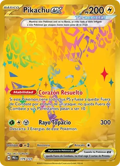 Carta Pikachu ex de la expansión Evoluciones Prismáticas, número 179/131