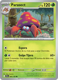 Carta Parasect de la expansión Juntos de Aventuras, número 005/159