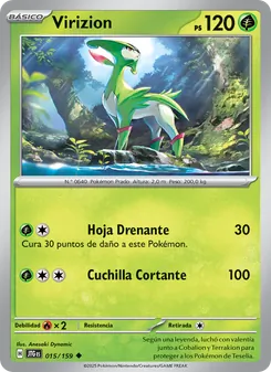 Carta Virizion de la expansión Juntos de Aventuras, número 015/159
