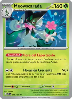 Carta Meowscarada de la expansión Juntos de Aventuras, número 018/159