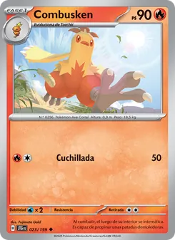 Carta Combusken de la expansión Juntos de Aventuras, número 023/159