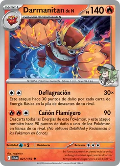 Carta Darmanitan de N de la expansión Juntos de Aventuras, número 027/159