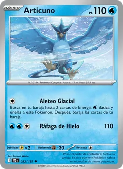 Carta Articuno de la expansión Juntos de Aventuras, número 032/159