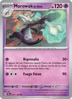 Carta Marowak de Alola de la expansión Juntos de Aventuras, número 057/159