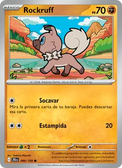 Carta Rockruff de la expansión Juntos de Aventuras, número 084/159