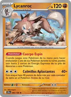 Carta Lycanroc de la expansión Juntos de Aventuras, número 085/159