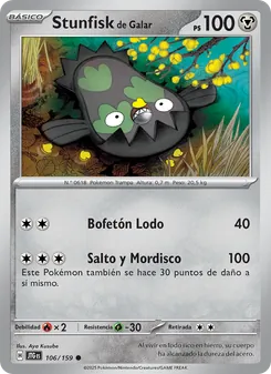 Carta Stunfisk de Galar de la expansión Juntos de Aventuras, número 106/159