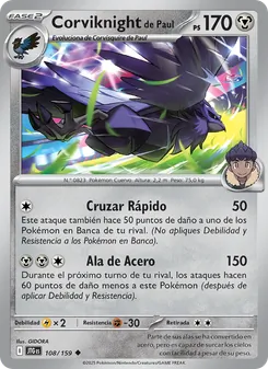 Carta Corviknight de Paul de la expansión Juntos de Aventuras, número 108/159