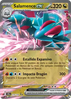 Carta Salamence ex de la expansión Juntos de Aventuras, número 114/159