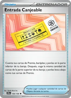Carta Entrada Canjeable de la expansión Juntos de Aventuras, número 156/159