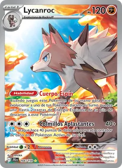 Carta Lycanroc de la expansión Juntos de Aventuras, número 166/159