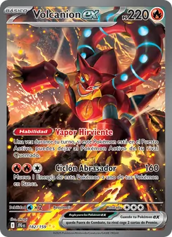 Carta Volcanion ex de la expansión Juntos de Aventuras, número 182/159
