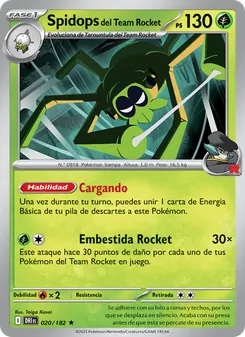 Carta Spidops del Team Rocket de la expansión Rivales Predestinados, número 020/182