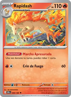 Carta Rapidash de la expansión Rivales Predestinados, número 030/182