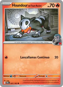 Carta Houndour del Team Rocket de la expansión Rivales Predestinados, número 037/182
