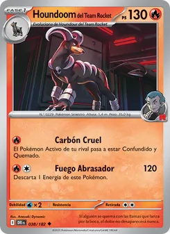 Carta Houndoom del Team Rocket de la expansión Rivales Predestinados, número 038/182