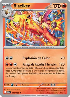 Carta Blaziken de la expansión Rivales Predestinados, número 042/182