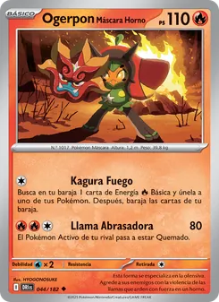 Carta Ogerpon Máscara Horno de la expansión Rivales Predestinados, número 044/182