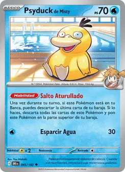 Carta Psyduck de Misty de la expansión Rivales Predestinados, número 045/182