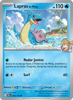 Carta Lapras de Misty de la expansión Rivales Predestinados, número 050/182