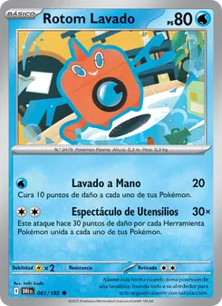 Carta Rotom Lavado de la expansión Rivales Predestinados, número 061/182