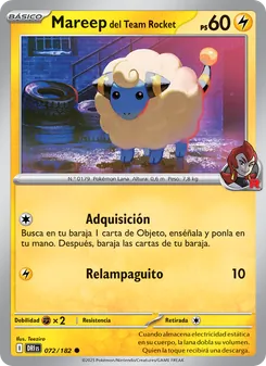 Carta Mareep del Team Rocket de la expansión Rivales Predestinados, número 072/182