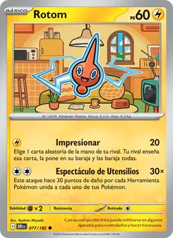 Carta Rotom de la expansión Rivales Predestinados, número 077/182
