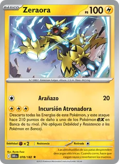 Carta Zeraora de la expansión Rivales Predestinados, número 078/182